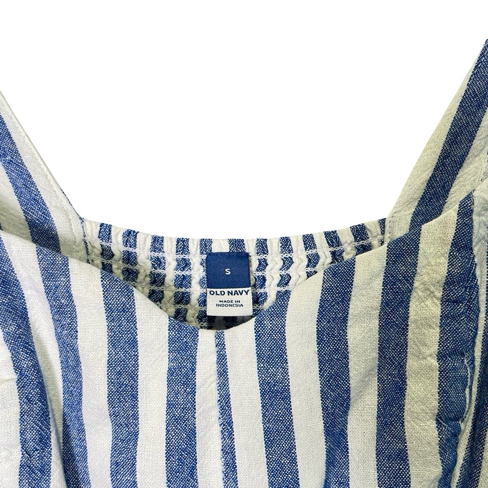 Old Navy Linen Blend Fit & Flare Sleeveless Midi Dress Blue Stripe, Size S - Picture 4 of 14